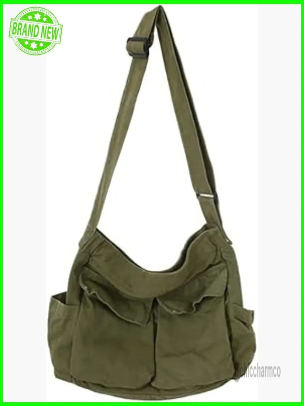 Large Canvas Hobo Crossbody Tote Bag with Adjustable Strap